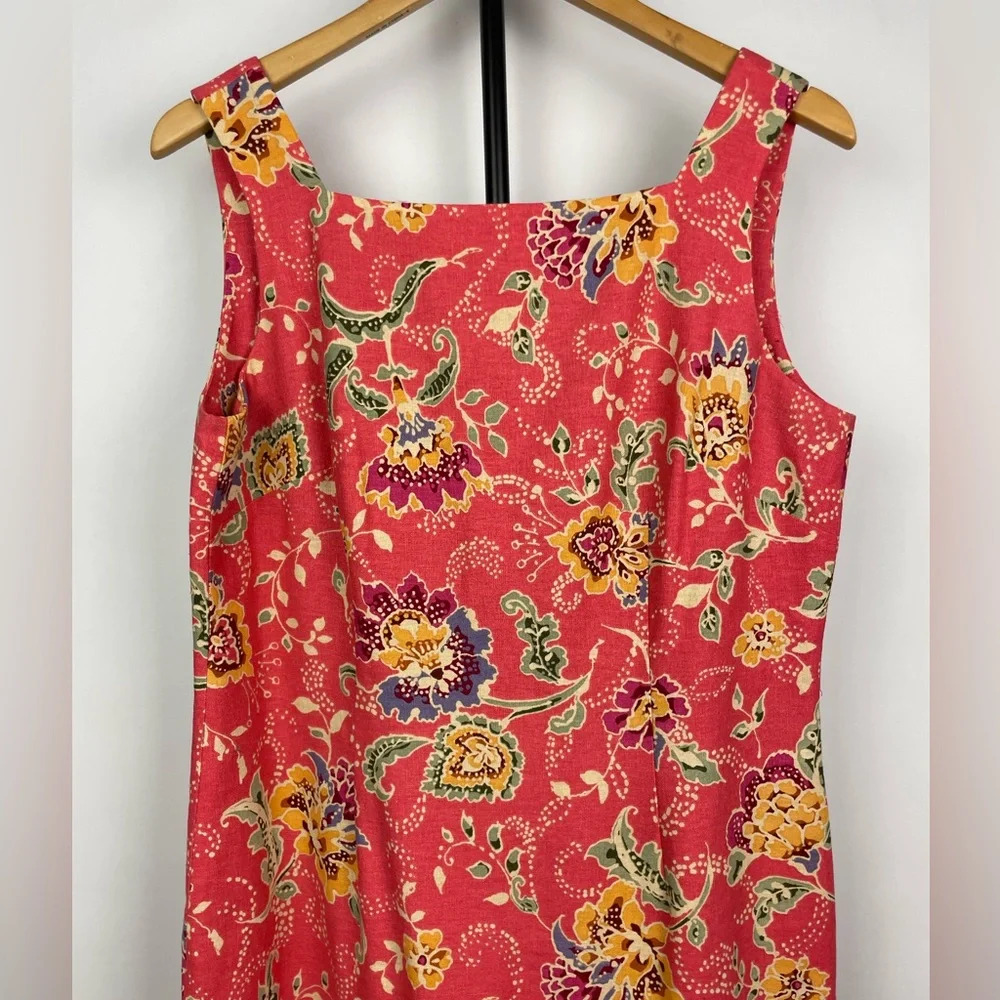 Vintage Talbots Coral Spring Summer Linen Blend Boho Sleeveless‎ Sheath Dress - Picture 2 of 7